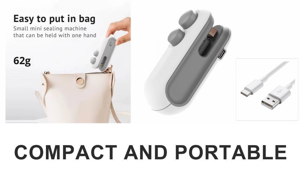 Mini Sealing Machine,2-in-1 USB Rechargeable