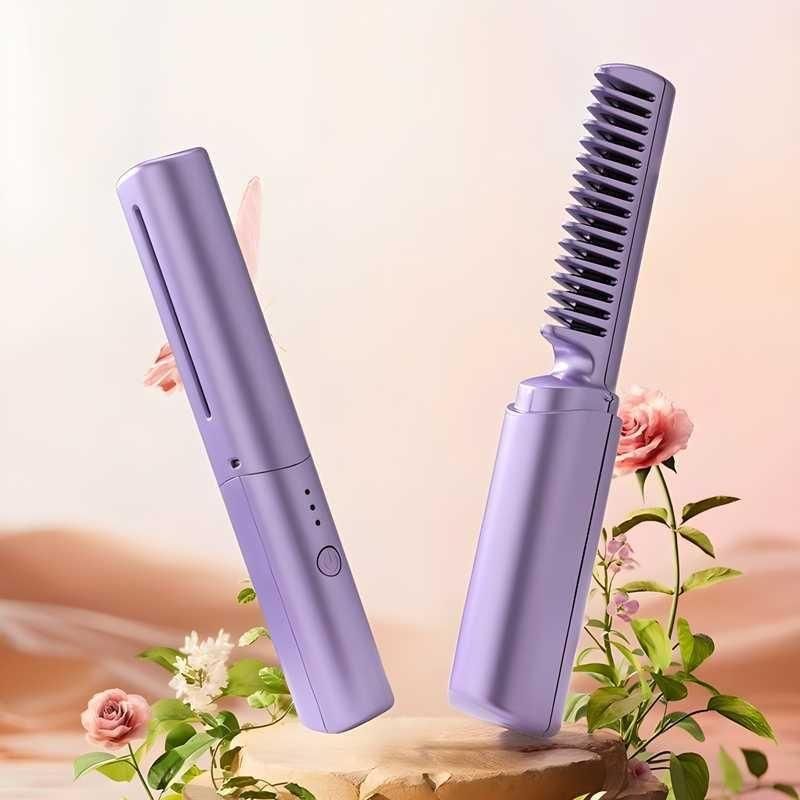 Cordless Mini Hair Straightener Comb – Rechargeable & Portable