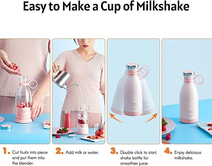 MIXEN Fresh Juice Portable Blender, 350ML  Mini Juicer Travel/School/Office/Workout/Travel Use