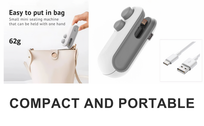 Mini Sealing Machine,2-in-1 USB Rechargeable