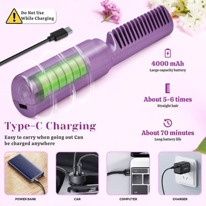 Cordless Mini Hair Straightener Comb – Rechargeable & Portable